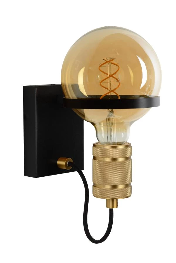 Lucide OTTELIEN - Wandlamp - Ø 17,7 cm - 1xE27 - Zwart - uitgezet